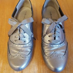 Silver Lace-up Flats